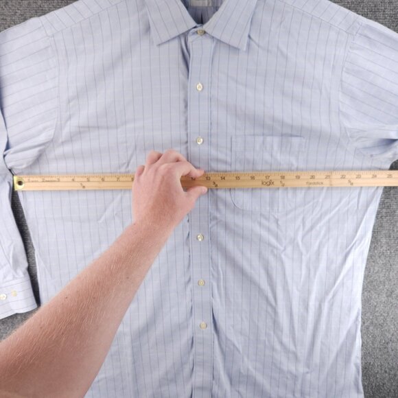 Brooks Brothers Blue Non-Iron Check Slim 17 2/3 Cotton Button Up Shirt Men Adult - Picture 13 of 16